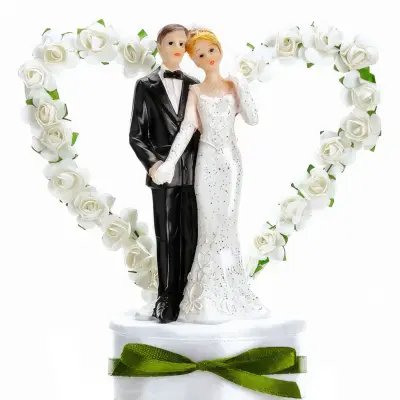 Bröllopsfigur Brudpar med Hjärta Vit
