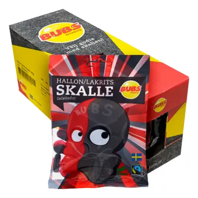 Bubs Hallonlakritsskalle XL Storpack - 14-pack
