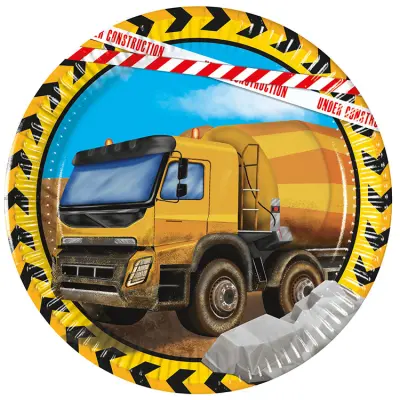 Byggarbetsplats Pappersassietter 20 cm 8-pack