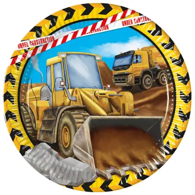 Byggarbetsplats Papperstallrik 23 cm 8-pack