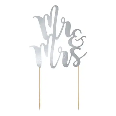 Cake Topper Mr&Mrs Silver