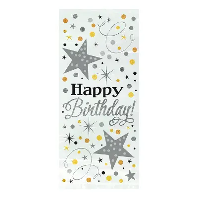 Cellofanpåsar Glitter Happy Birthday - 20-pack