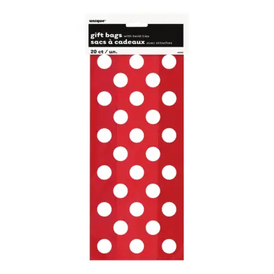 Cellofanpåsar Röda Prickiga - 20-pack
