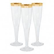 Champagneglas i Plast Premium Guldkant - 8-pack