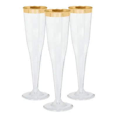 Champagneglas i Plast Premium Guldkant - 8-pack