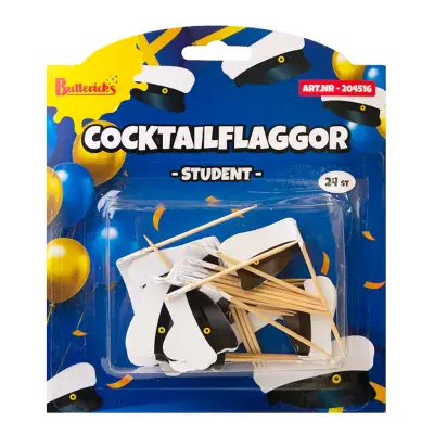 Cocktailflaggor Studentmössor - 24-pack