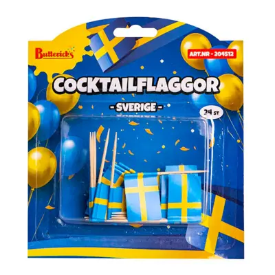 Cocktailflaggor Sverige - 24-pack