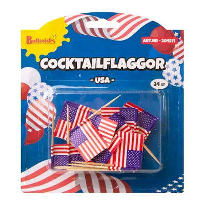 Partypicks Flaggor USA - 24-pack