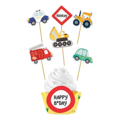Cupcake Wrappers Kit Vägarbete - 6-pack