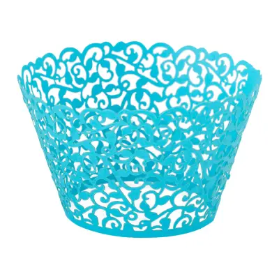 Cupcake Wrapper Blå Lace - 25-pack