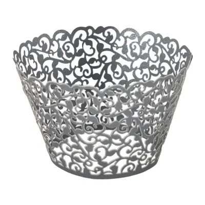 Cupcake Wrapper Svart Lace - 25-pack