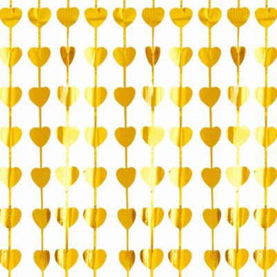 Dörrdraperi Hjärtan Guld Metallic