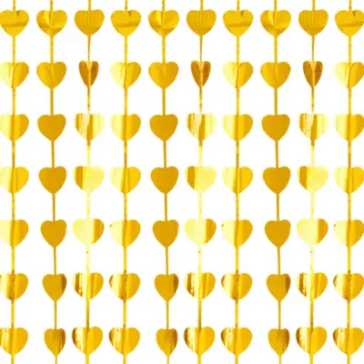 Dörrdraperi Hjärtan Guld Metallic