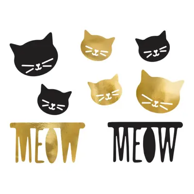 Dekorationer Katt Svart/Guld - 8-pack