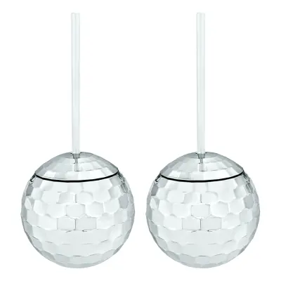 Discokulor Drinkglas med Sugrör - 2-pack