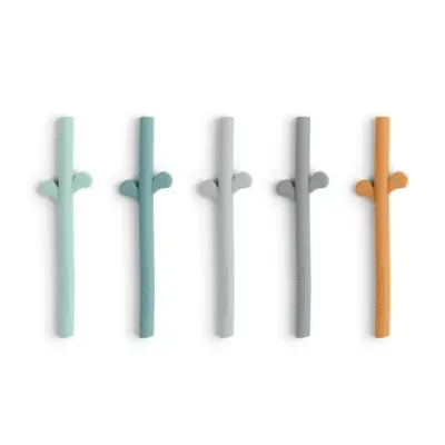 Done by Deer sugrör i silikon 5-pack, blue mix