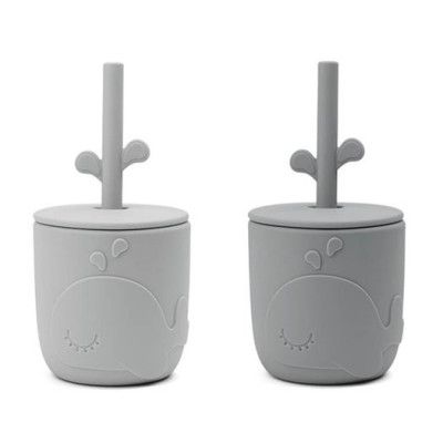 Done by Deer sugrörsmugg Peekabo Wally 2-p, grå