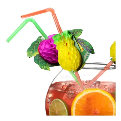 Extra långa Sugrör med Pappersfrukter - 6-pack