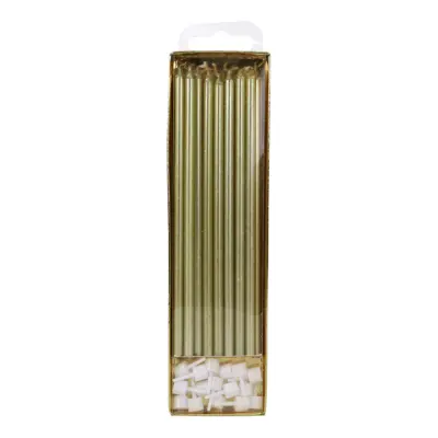 Extra Långa Tårtljus Guld - 16-pack