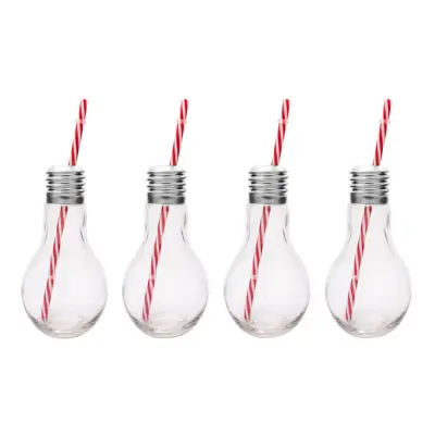 Final Touch Glödlampsglas Med Sugrör - 4-pack