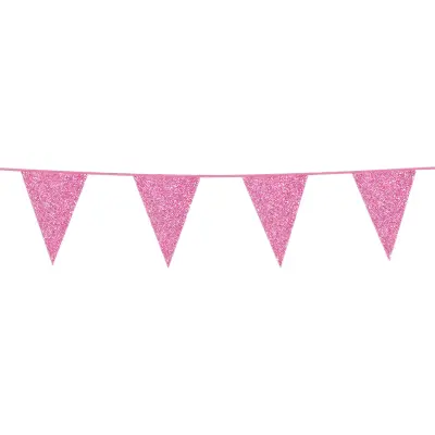 Flaggirlang Glitter Rosa
