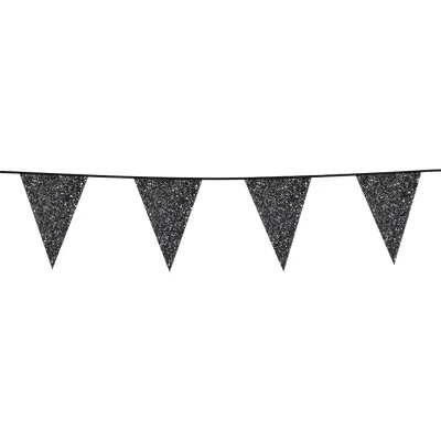 Vimpelgirlang Svart Glitter