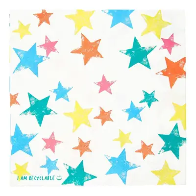 Flerfärgade Servetter Stjärnor - 20-pack