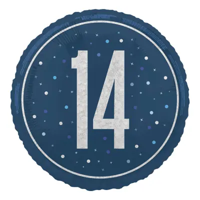 Folieballong 14 Blå/Silver Prickig