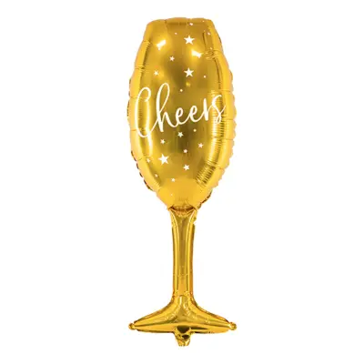 Folieballong Cheers Champagneglas Guld