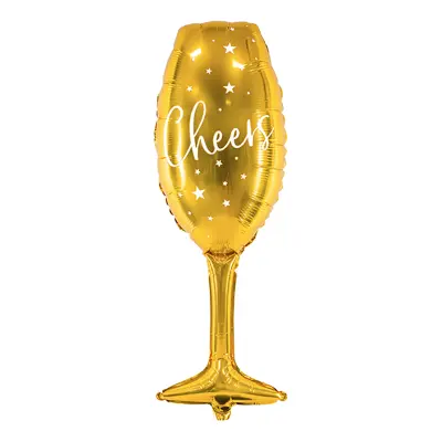 Folieballong Cheers Champagneglas Guld - 1-pack