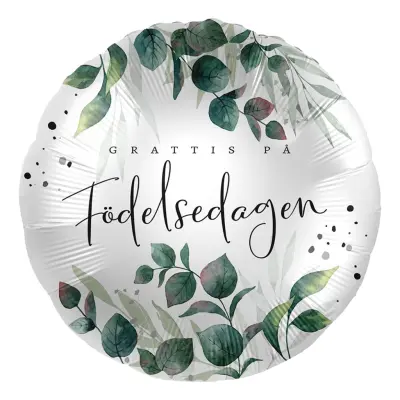Folieballong Grattis på Födelsedagen Eucalyptus