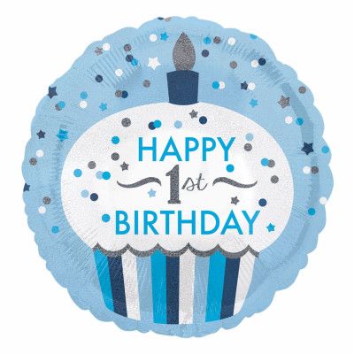 Folieballong Happy 1st Birthday Blå