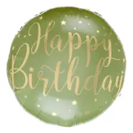 Folieballong Happy Birthday Grön/Guld