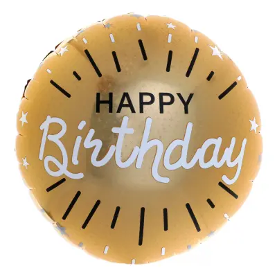 Folieballong Happy Birthday Guld