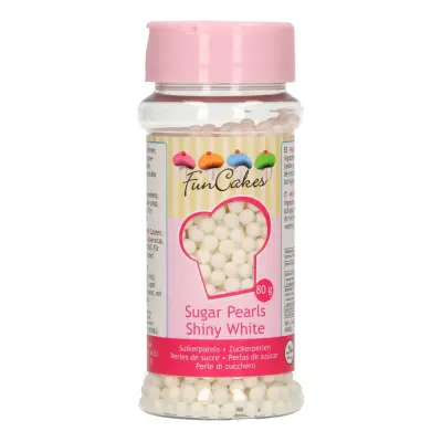FunCakes Strössel Sugarpearls Shiny White/Vit - 80 g