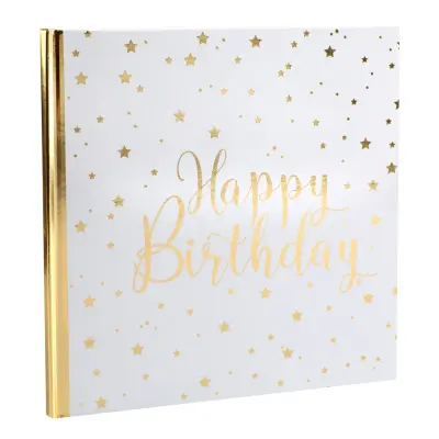 Gästbok Happy Birthday Vit/Guld