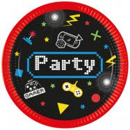 Gaming Party Papperstallrik 23 cm 8-pack
