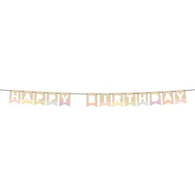 Girlang Happy Birthday Dreamy Pastel i Trä