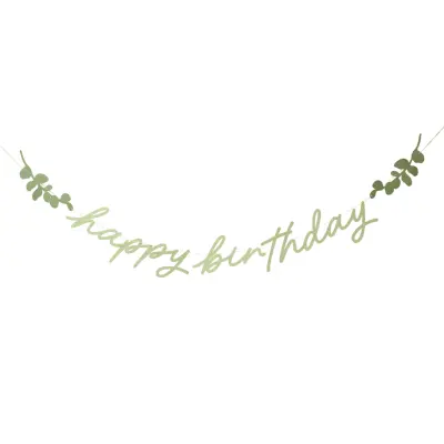Girlang Happy Birthday Gröna Löv Botanic