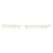 Girlang Happy Birthday i Trä Dreamy Pastel