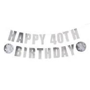 Girlang Happy Birthday Silver Disco Personlig