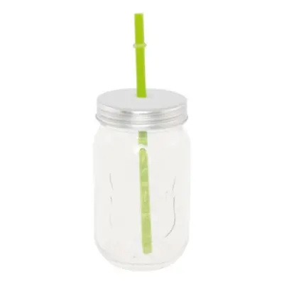 Glasburk Mason med Lock & Sugrör - 1-pack