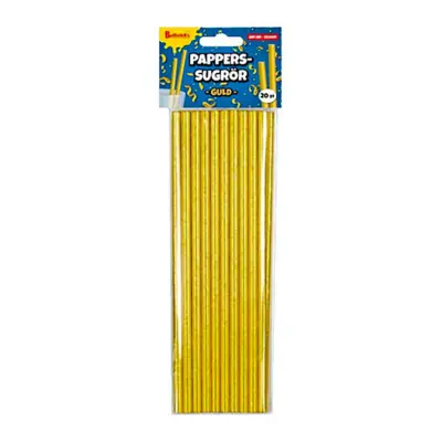 Guld Papperssugrör - 20-pack