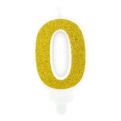 Guld Tårtljus Siffra Glitter - Siffra 0