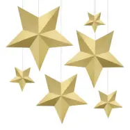 Hängande Dekoration Stjärnor Guld - 6-pack