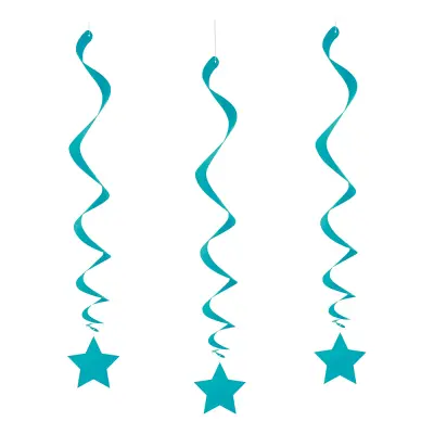 Hängande Dekoration Stjärnor Turkos - 3-pack