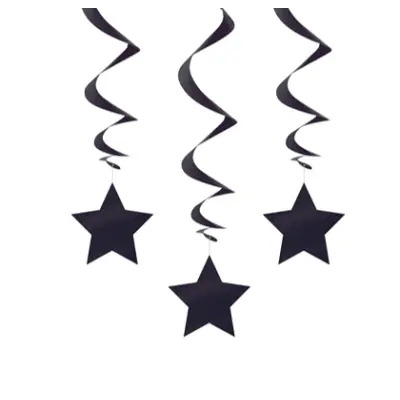 Hängande Dekoration Svart Stjärnor 3-pack