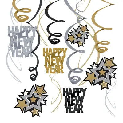 Hängande Dekorationer Happy New Year - 30-pack