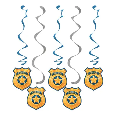 Hängande Dekorationer Polis Party - 5-pack