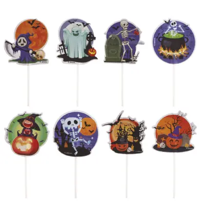 Halloween Tårtdekoration Plast 9x6 cm 48-pack